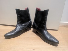 Mark Astbury ‘Beatwear’ Black Leather Chelsea Beatle Boots, Red Lining Sz EU42.