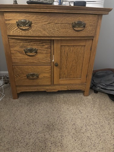 Vintage tiger oak washstand - vintage,