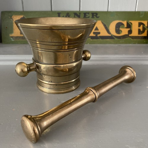 Antique bronze pestle mortar - bronze,