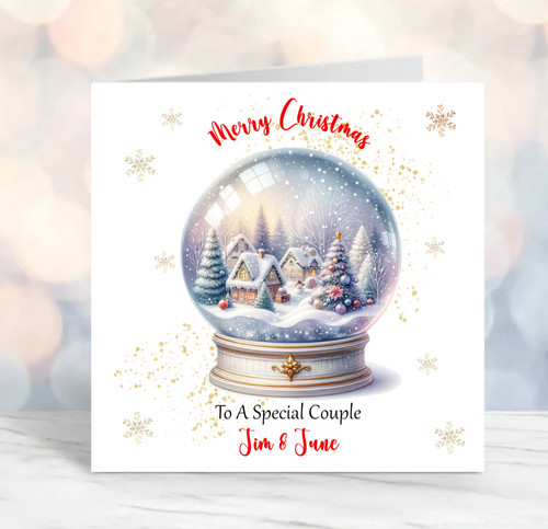 Snow globe christmas card - snow,