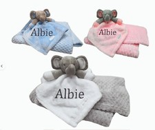 Personalised  embroidered BABY WAFFLE BLANKET & plush comforter set