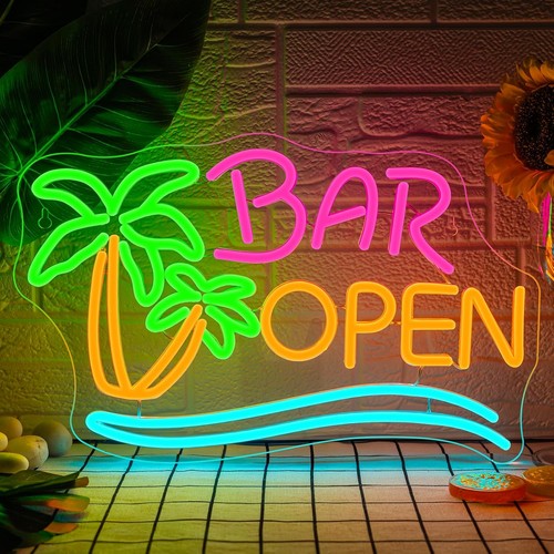 Bar open palm tree - bar, neon