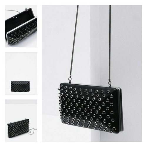 Zara black studded minaudiere - studded,