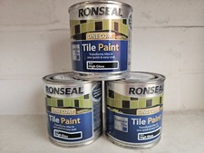 Ronseal One Coat Tile Paint - High Gloss Black - 750ml - 3 x 250ml Tins.