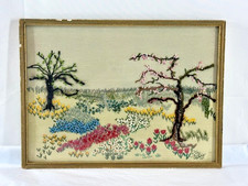 Vintage Hand-Stitched Crewel