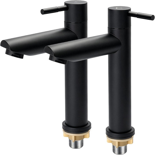Black basin pillar taps pair - basin,