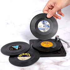 Set of 6 Vinyl Record Coasters