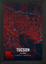 Tucson City Map Framed Wall