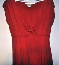 RED DRESS, MAX STUDIO, SZ L, Viscose, Knee-length, V-Neck, empire waist