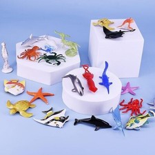 32 Pcs Mini Sea Life Animal Figures, Realistic Plastic Sea Creatures Kids Toys