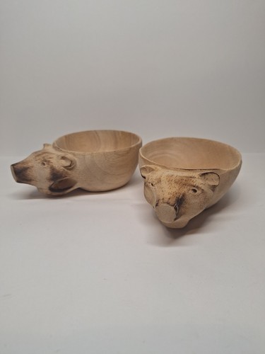 Pair wooden carved bear - pair, of