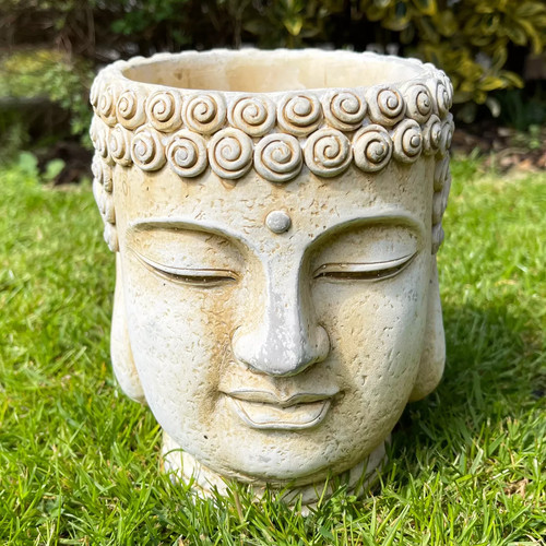 Buddha head planter cement - head,