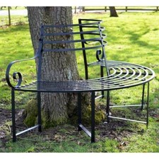 Stunning Wrought Iron Arched Half-Seat Garden Tree Seat
