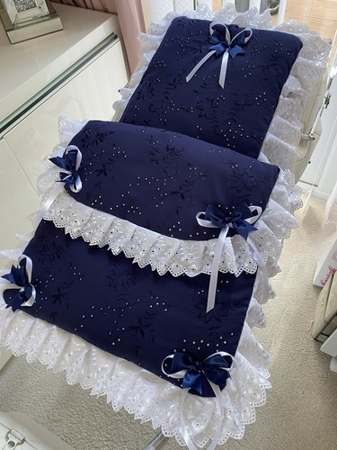 Dolls navy and white - navy, broderie