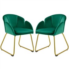 Flower Shape Velvet Vanity Chair Tub Chair with Golden Metal Leg for Makeup Room