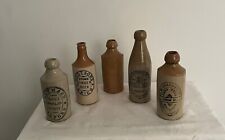 A very nice collection of 5 old English vintage GINGER BEER Stoneware Bottles 