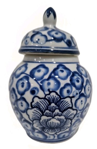 Vintage blue white jar - vintage, &