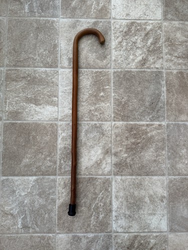 Wooden walking stick with hook - with,