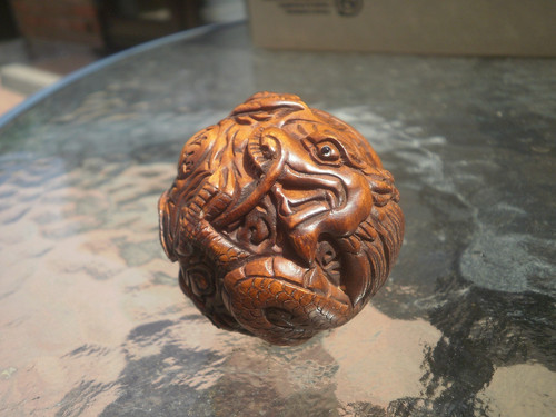 Hand carved wood dragon - hand,