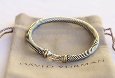 David Yurman 5mm Buckle Bracelet 18K Gold Bezel Size Small