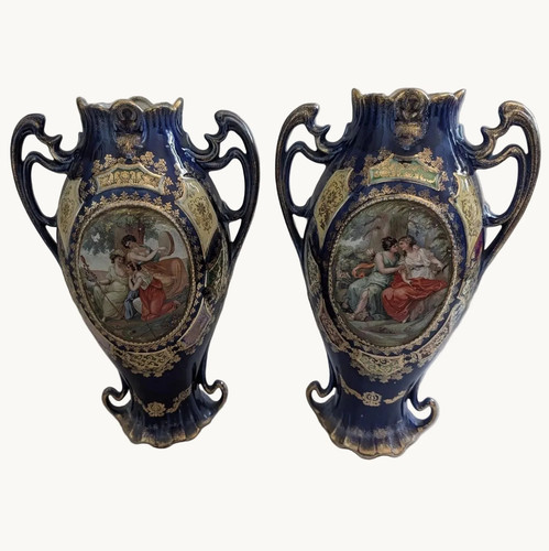 Pair antique cobalt blue - cobalt,