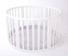 Round Wooden Baby Playpen Grey