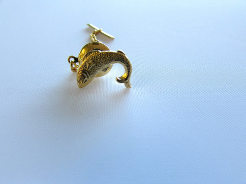 Salmon fish gilt tie tack - salmon,