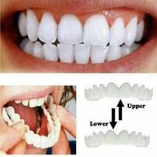 Smile Snap On False Teeth Upper & Lower Dental Veneers Dentures Tooth Cover Set