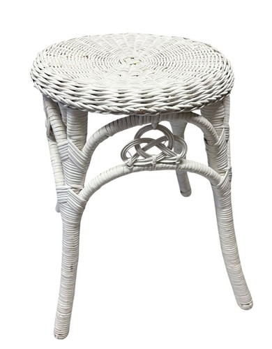 Vintage white stool wicker - vintage,