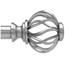 Porch & Den Freret 1-inch Curtain Rod and Finial Set Matt Silver OTF