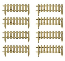 Wooden Panel Picket Fencing Garden Wood Path Panel Border Fence Set of 8