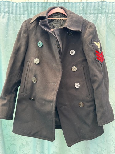 1940s navy pea coat blue - navy,