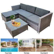 Corner Sofa Furniture L-Shaped Rattan Set 4 Seater Indoor/Outdoor Patio Garden