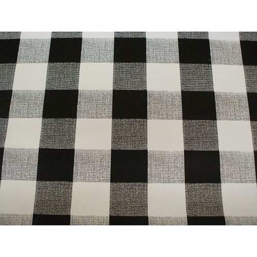 Black white plain gingham - white,