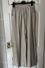 QED LONDON Sparkly Beige Wide Leg Elasticated Waist Trousers Size Small BNWT