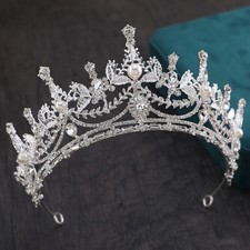 7.5cm Tall Pearl Crystal Tiara