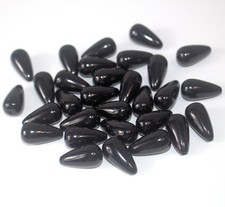 20 Black Teardrop Beads 22mm