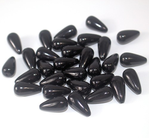 Black teardrop beads - black,