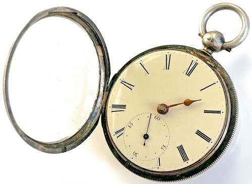 Pocket watch silver open - pocket, faced