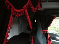 TRUCK CURTAINS FULL SET  BLACK/RED DAF SCANIA VOLVO MAN MERCEDES IVECO RENAULT