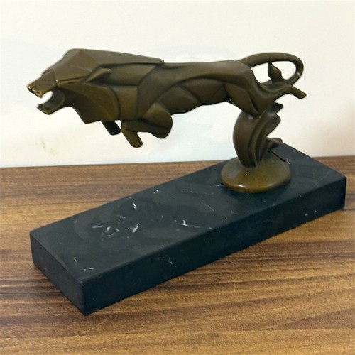 Lion art deco bronze leaping - art,