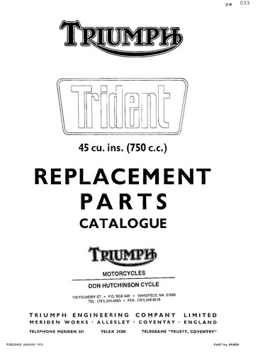 Triumph parts manual book 1970 - triumph,