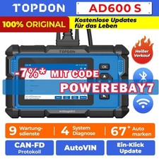 TOPDON AD600S 2.0 Professional Automotive OBD2 Diagnostic Tool Scanner 9Services German 4System