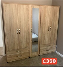 Brand New Oak Colour 5 Doors Wardrobe/Cupboard Only £350,  FREE FITTING ❤️