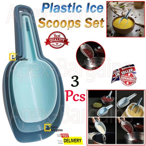 3pc plastic ice scoop - ice,