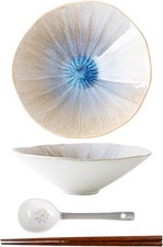 7.5 Inch Ramen Bowl Set Japanese Noodle Bowls Ceramic Soup Bowl with Spoon and 