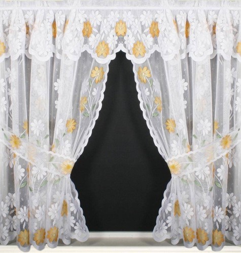 Gold daisy floral lace net - gold,
