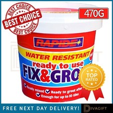 WATERPROOF TILE ADHESIVE BOND IT FIX AND GROUT READY MIXED GROUT WHITE NEW 470G