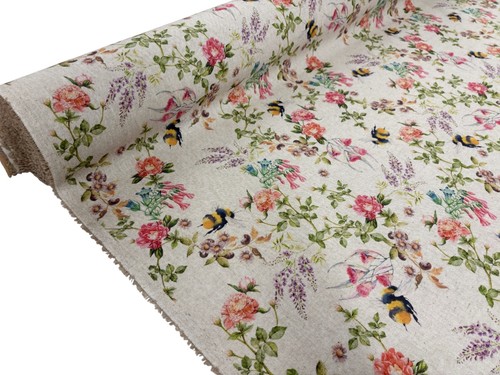 Bumblebee floral panama - bumblebee, fabric