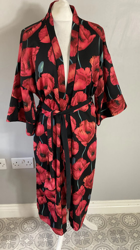 Floral poppy print belted - floral,